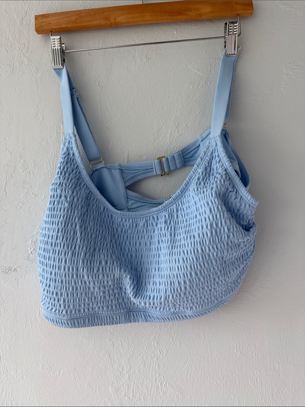 Light Blue Textured Bikini Top with Adjustable Straps